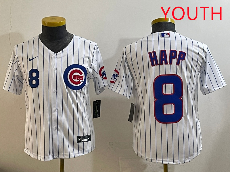 Youth Chicago Cubs #8 Happ white  MLB 2025 jersey style 5